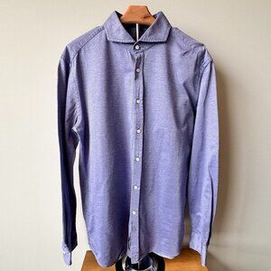 Hugo Boss Tailored Slim Fit Cotton Long Sleeve Button Down Shirt Blue